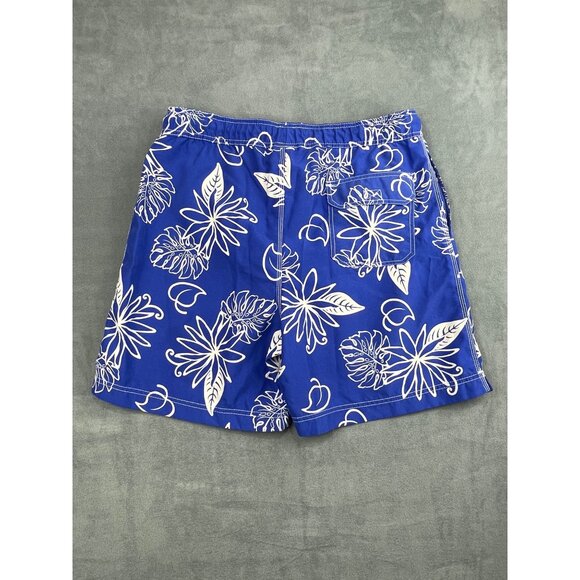 VTG Steve & Barrys Swim Trunks Mens L Blue Hawaiian Print - Picture 1 of 8